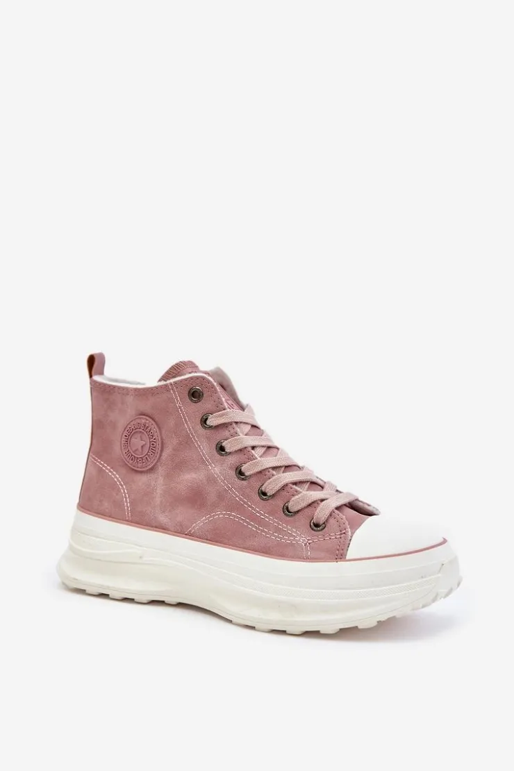 Damskie Big Star Shoes Ocieplane Trampki Damskie Na Platformie Big Star OO274071 Różowe