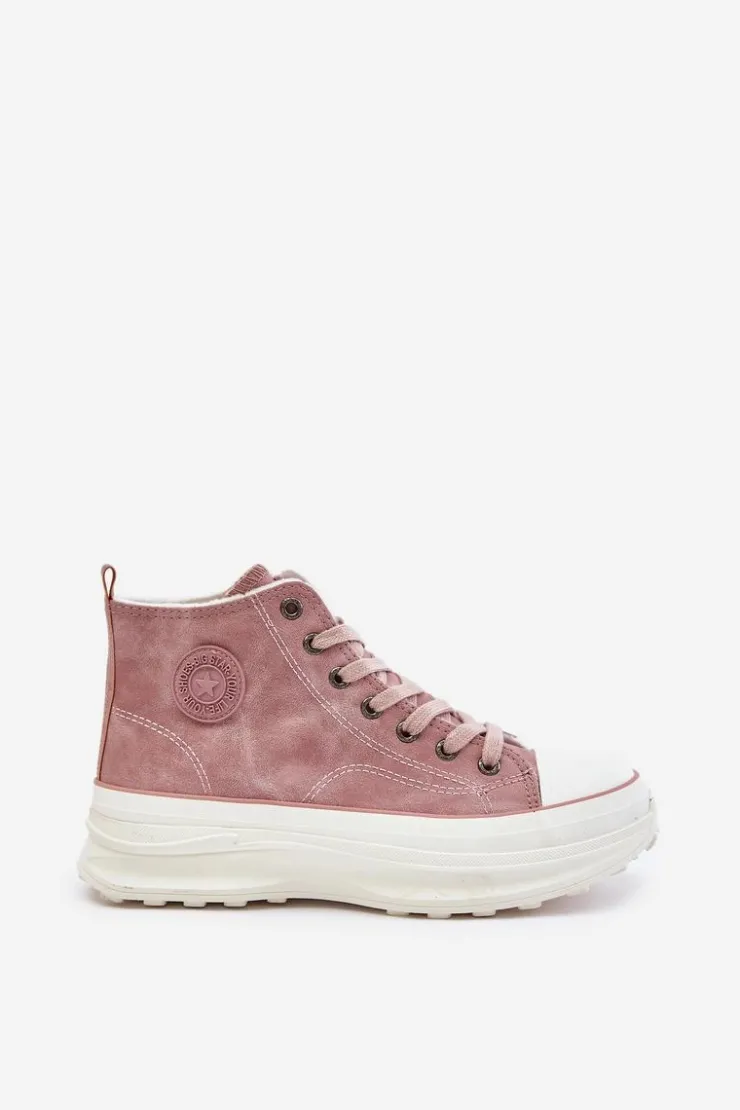 Damskie Big Star Shoes Ocieplane Trampki Damskie Na Platformie Big Star OO274071 Różowe