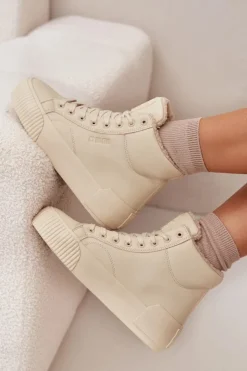 Big Star Shoes Ocieplane Trampki Damskie Na Platformie Big Star OO274795 Beżowe Beżowy