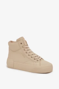 Big Star Shoes Ocieplane Trampki Damskie Na Platformie Big Star OO274795 Beżowe Beżowy