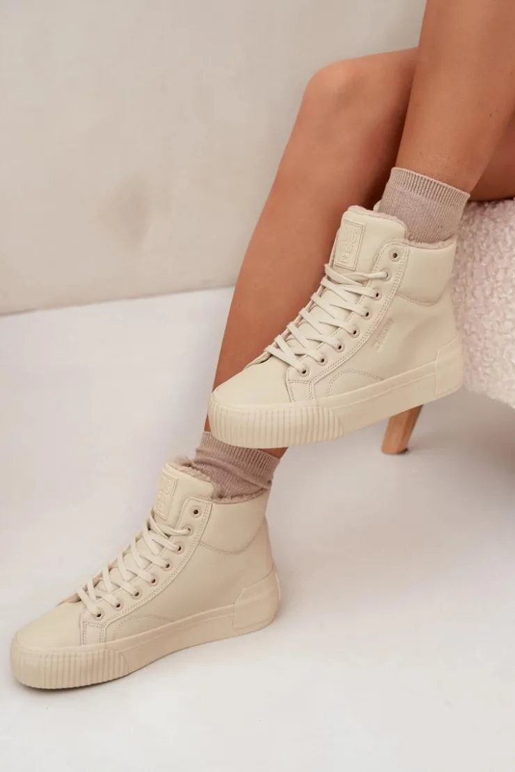 Big Star Shoes Ocieplane Trampki Damskie Na Platformie Big Star OO274795 Beżowe Beżowy