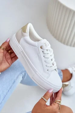 Big Star Shoes Trampki Damskie Big Star|Trampki Damskie Niskie*Ocieplane Trampki Damskie Na Platformie Big Star OO274A452 Białe