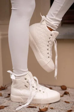 Discount Big Star Shoes Ocieplane Trampki Damskie Z Przeszyciami Big Star OO274A479 Białe Biały