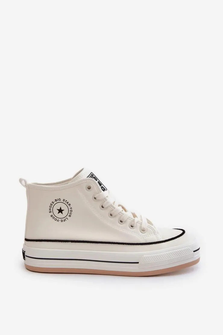 Discount Big Star Shoes Ocieplane Trampki Damskie Na Platformie Eko Skórzane Big Star OO274061 Białe Biały