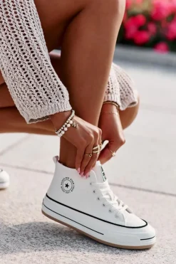 Discount Big Star Shoes Ocieplane Trampki Damskie Na Platformie Eko Skórzane Big Star OO274061 Białe Biały