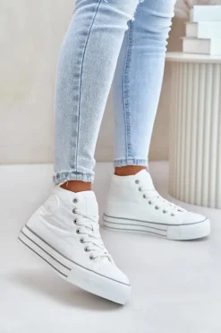 Big Star Shoes Ocieplane Trampki Damskie Na Platformie OO274A473 Białe Biały