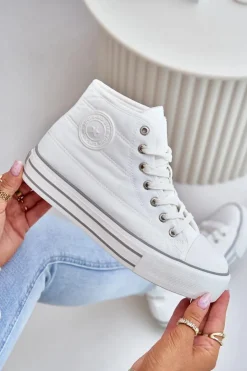Big Star Shoes Ocieplane Trampki Damskie Na Platformie OO274A473 Białe Biały