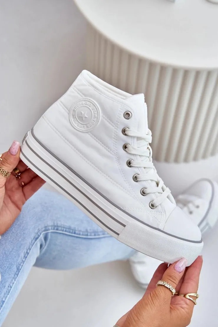 Big Star Shoes Ocieplane Trampki Damskie Na Platformie OO274A473 Białe Biały