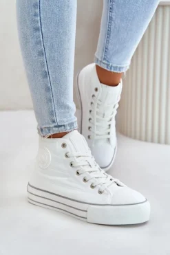 Big Star Shoes Ocieplane Trampki Damskie Na Platformie OO274A473 Białe Biały