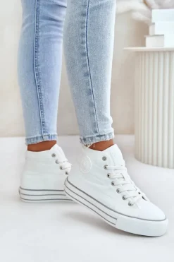 Big Star Shoes Ocieplane Trampki Damskie Na Platformie OO274A473 Białe Biały