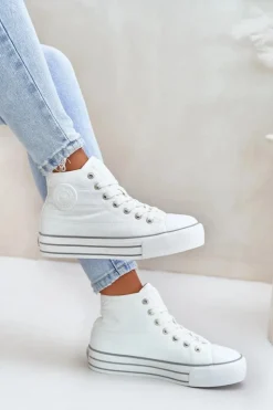 Big Star Shoes Ocieplane Trampki Damskie Na Platformie OO274A473 Białe Biały