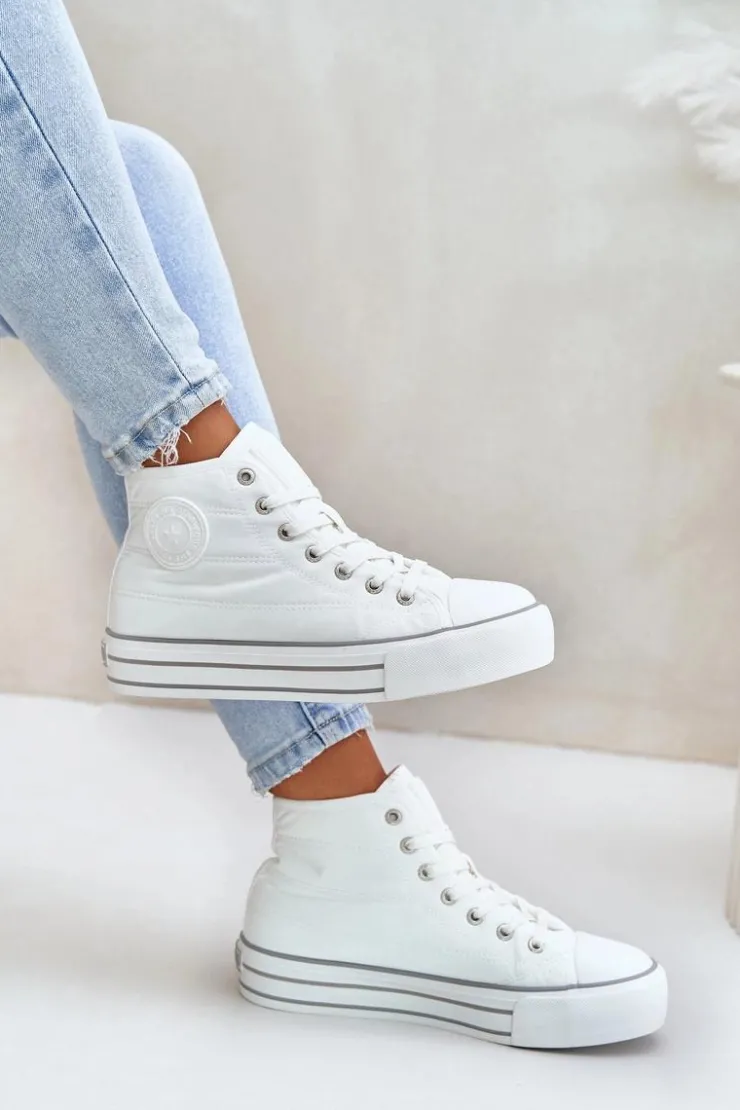 Big Star Shoes Ocieplane Trampki Damskie Na Platformie OO274A473 Białe Biały