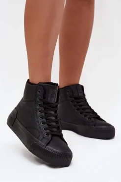 Damskie Big Star Shoes Ocieplane Trampki Damskie Na Platformie Big Star OO274796 Czarne