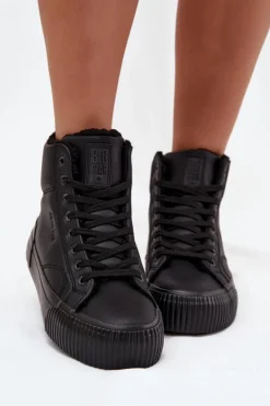 Damskie Big Star Shoes Ocieplane Trampki Damskie Na Platformie Big Star OO274796 Czarne