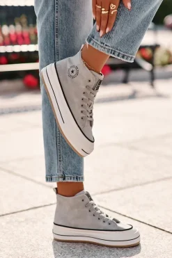 Sale Big Star Shoes Ocieplane Trampki Damskie Na Platformie Eko Skórzane Big Star OO274069 e Niebieski