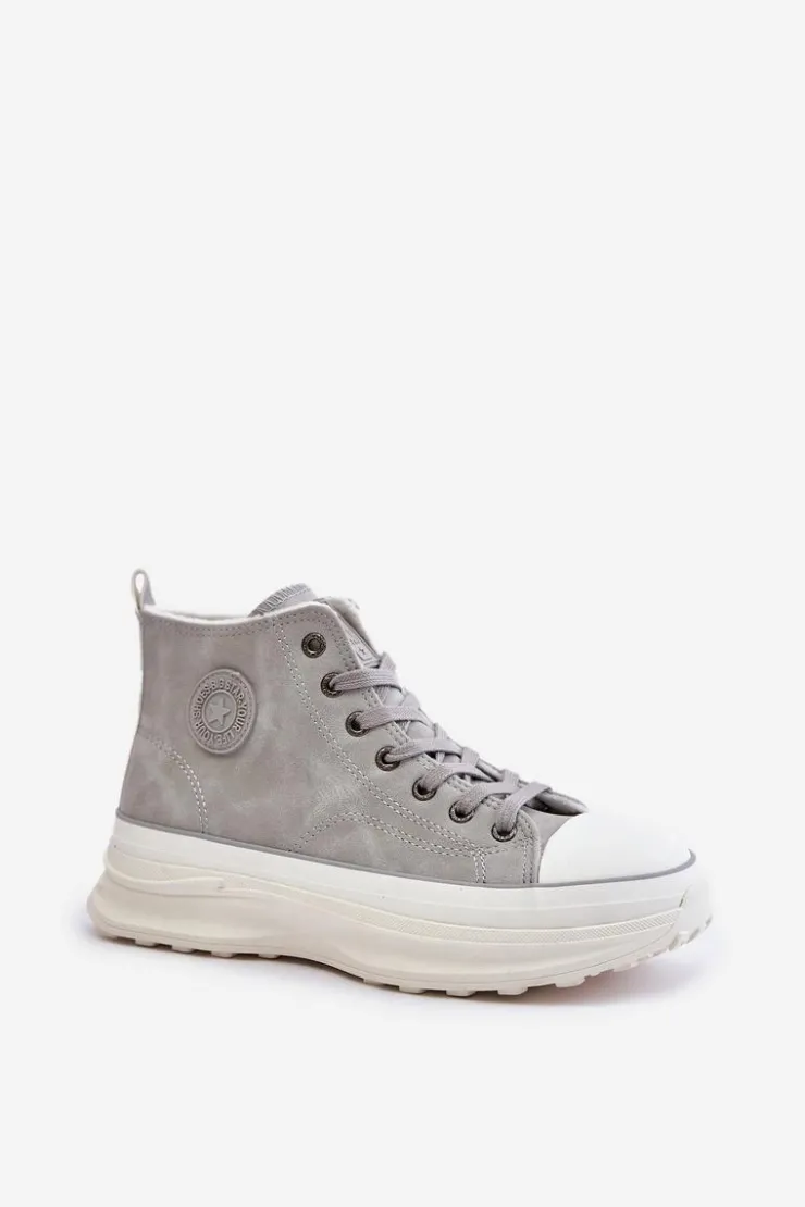 Big Star Shoes Trampki Ocieplane|Trampki Damskie Big Star*Ocieplane Trampki Damskie Na Platformie Big Star OO274073 Szare Szary