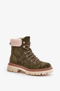Boto Botki Ocieplane|Damskie Trapery*Ocieplane Trapery Botki Damskie Na Zamek Zielone Ferelia