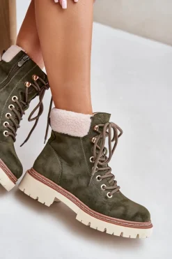 Boto Botki Ocieplane|Damskie Trapery*Ocieplane Trapery Botki Damskie Na Zamek Zielone Ferelia