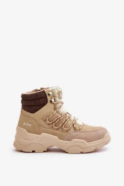 Lee Cooper Trekkingowe Damskie|Botki Ocieplane*Ocieplane Trapery Damskie LCJ-24-03-3059L Beżowe