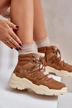 Damskie Lee Cooper Ocieplane Trapery Damskie LCJ-24-03-3061L Brązowe