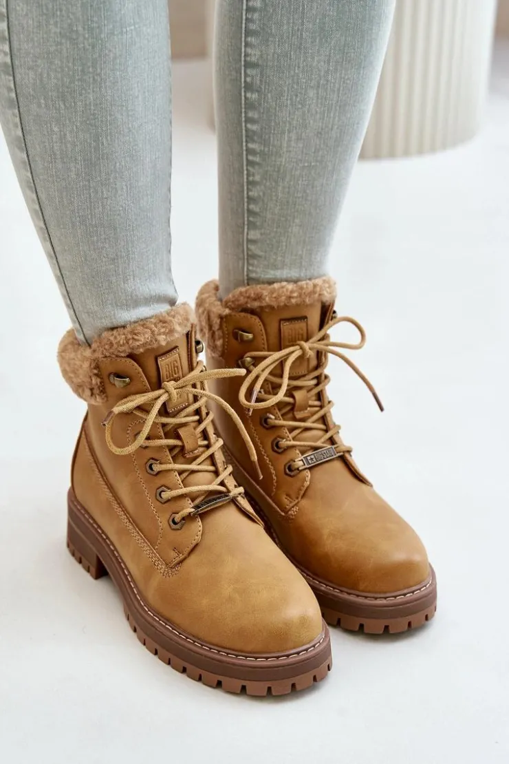 Best Big Star Shoes Ocieplane Trapery Damskie Big Star OO274A285 Camel Brązowy