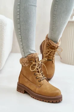 Best Big Star Shoes Ocieplane Trapery Damskie Big Star OO274A285 Camel Brązowy