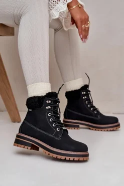 Damskie Big Star Shoes Ocieplane Trapery Damskie Big Star OO274A287 Czarne