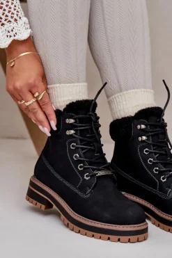 Damskie Big Star Shoes Ocieplane Trapery Damskie Big Star OO274A287 Czarne