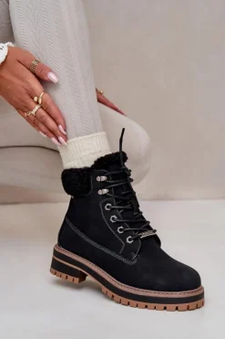 Damskie Big Star Shoes Ocieplane Trapery Damskie Big Star OO274A287 Czarne