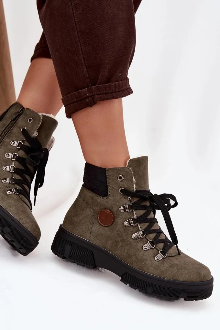 Online Boto Ocieplane Trapery Damskie Na Platformie Ciemnozielone Zaraine Zielony