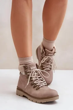 Damskie Lee Cooper Ocieplane Trapery Damskie LCJ-24-03-3042 Ciemnobeżowe