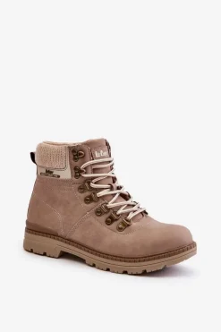 Damskie Lee Cooper Ocieplane Trapery Damskie LCJ-24-03-3042 Ciemnobeżowe