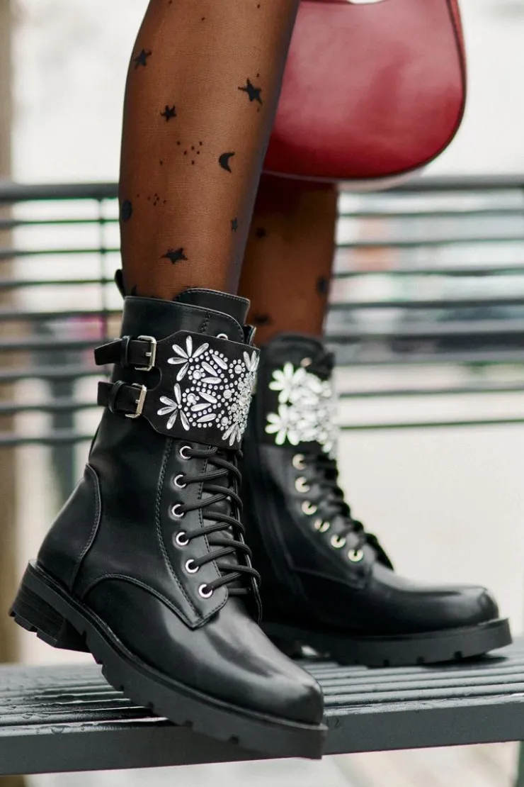 Online Boto Ocieplane Workery Botki Z Ozdobnym Paskiem I Klamrami Czarne Viveria