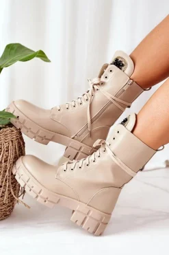 New Boto Ocieplane Workery Z Kamieniami Beżowe Hadley