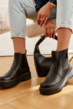 Damskie Big Star Shoes Ocieplane Wsuwane Botki Big Star II274101 Czarne