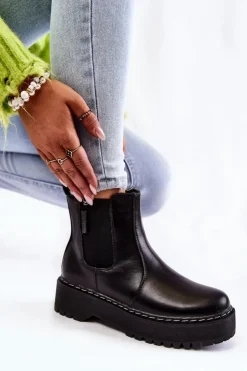 Damskie Big Star Shoes Ocieplane Wsuwane Botki Big Star II274101 Czarne