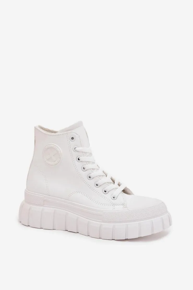 Boto Trampki Ocieplane|Trampki Damskie Wysokie*Ocieplane Wysokie Trampki Damskie Na Platformie Zamek Białe Sarira