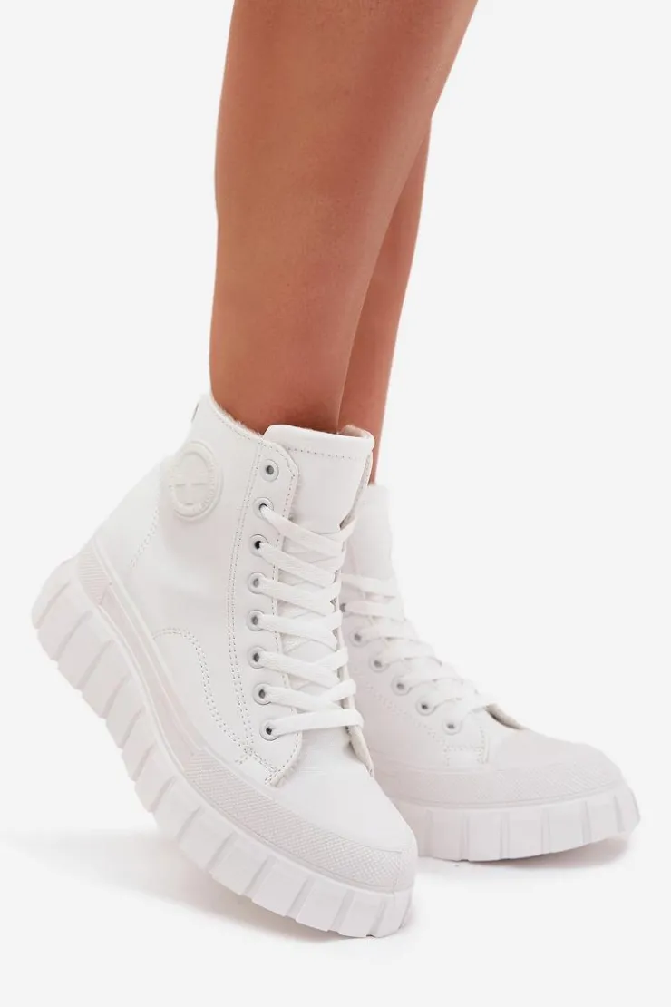 Boto Trampki Ocieplane|Trampki Damskie Wysokie*Ocieplane Wysokie Trampki Damskie Na Platformie Zamek Białe Sarira