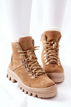 New Boto Ocieplane Zamszowe Botki Beżowe Sandstorm