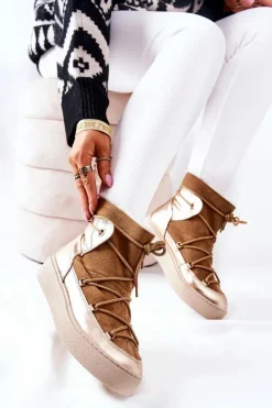 Outlet Boto Ocieplane Zamszowe Botki Śniegowce Camel Clarem Brązowy