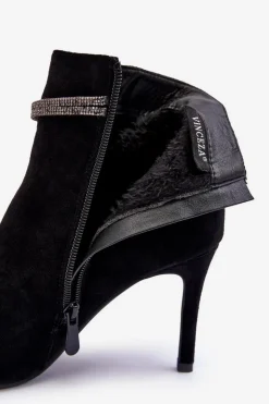 Damskie Buty damskie Vinceza Ocieplane Zamszowe Botki Na Szpilce Czarne Anslei