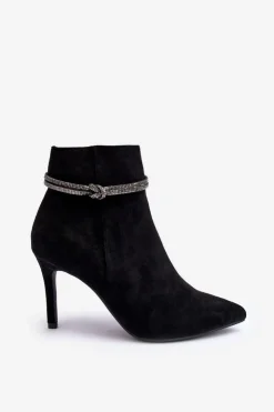 Damskie Buty damskie Vinceza Ocieplane Zamszowe Botki Na Szpilce Czarne Anslei
