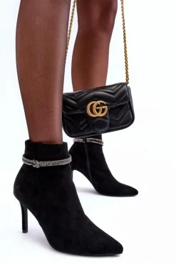 Damskie Buty damskie Vinceza Ocieplane Zamszowe Botki Na Szpilce Czarne Anslei