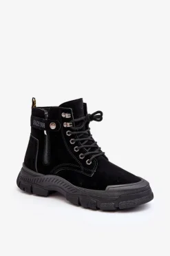 Boto Botki Ocieplane|Damskie Trapery*Ocieplane Zamszowe Damskie Botki Trapery Czarne Jailina Czarny