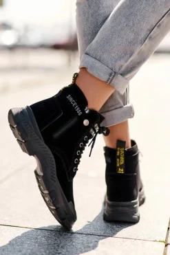 Boto Botki Ocieplane|Damskie Trapery*Ocieplane Zamszowe Damskie Botki Trapery Czarne Jailina Czarny