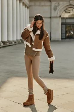 Damskie Big Star Shoes Ocieplane Zamszowe Śniegowce Na Platformie Big Star OO274A212 Brązowe