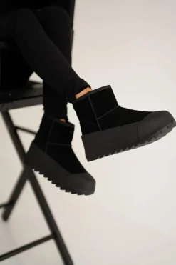 Big Star Shoes Śniegowce Damskie*Ocieplane Zamszowe Śniegowce Na Platformie Big Star OO274A213 Czarne