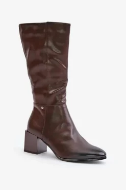 Best Boto Ocieplnae Kozaki Na Słupku Eko Skórzane Do Połowy Łydki Brązowe Ellithira Brązowy