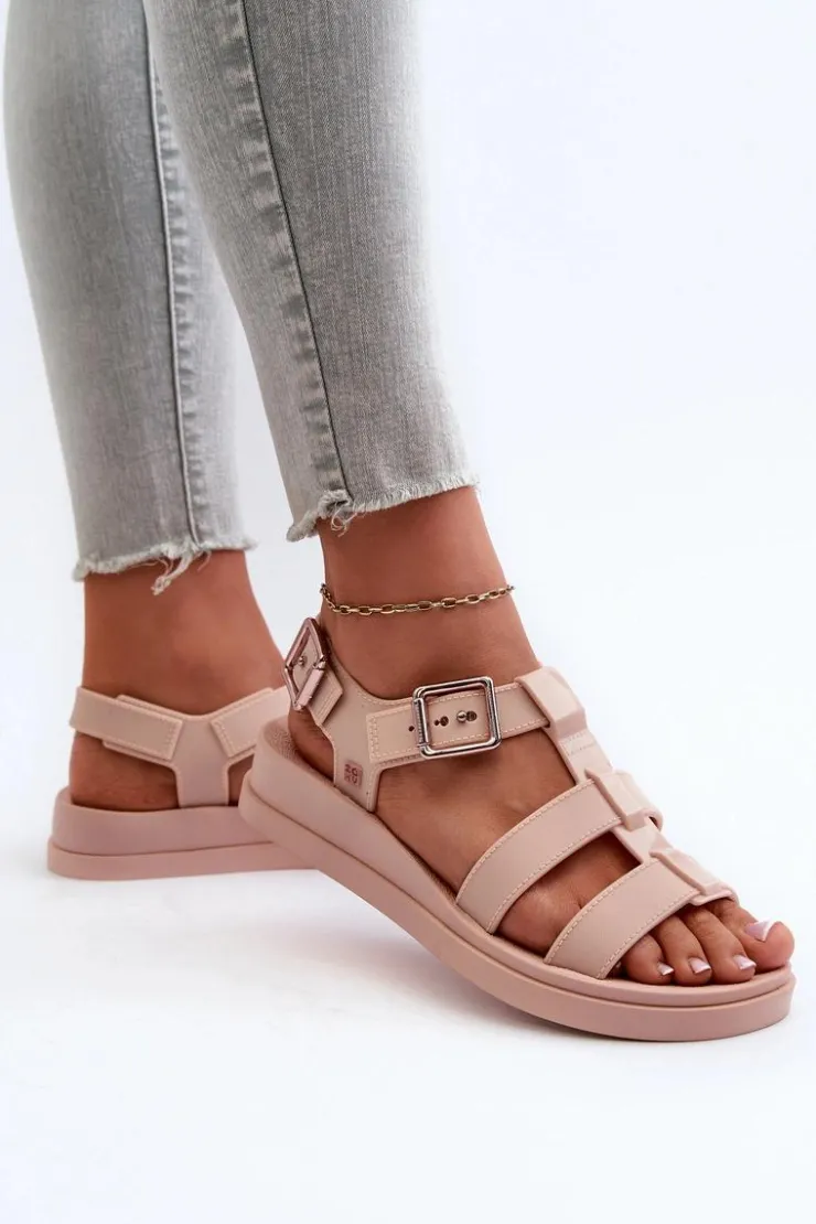 Sale ZAXY Pachnące Gładkie Sandały Damskie NN285006 Jasnoróżowe