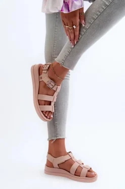 Sale ZAXY Pachnące Gładkie Sandały Damskie NN285006 Jasnoróżowe